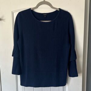 Talbots Navy Crew Neck Top Large Petite